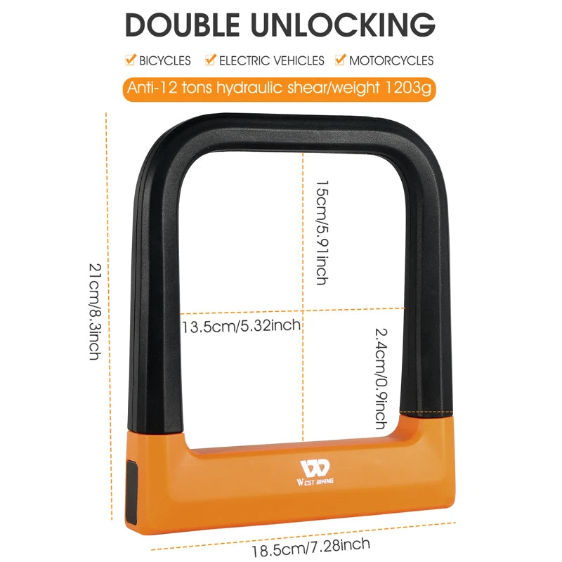 Heavy Duty U-Lock Bike Lock for Road & Mountain Bikes – Anti-Theft Bicycle Lock with 3 Keys, Steel Shackle Chain Lock for E-Bikes, Scooters, Motorcycles, Urban Commuters, Cycling Accessories